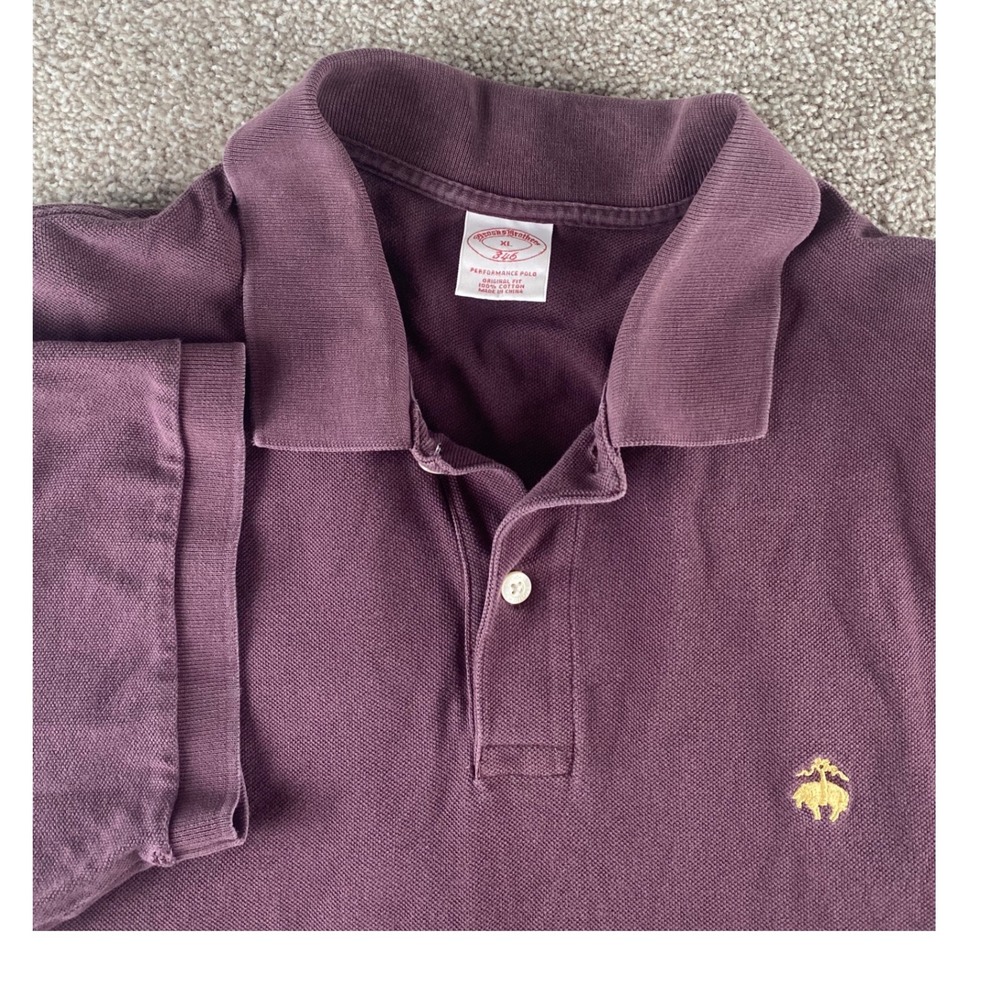 Brooks Brothers Performance Polo Shirt Mens XL Purple Cotton Golden Lamb Preppy